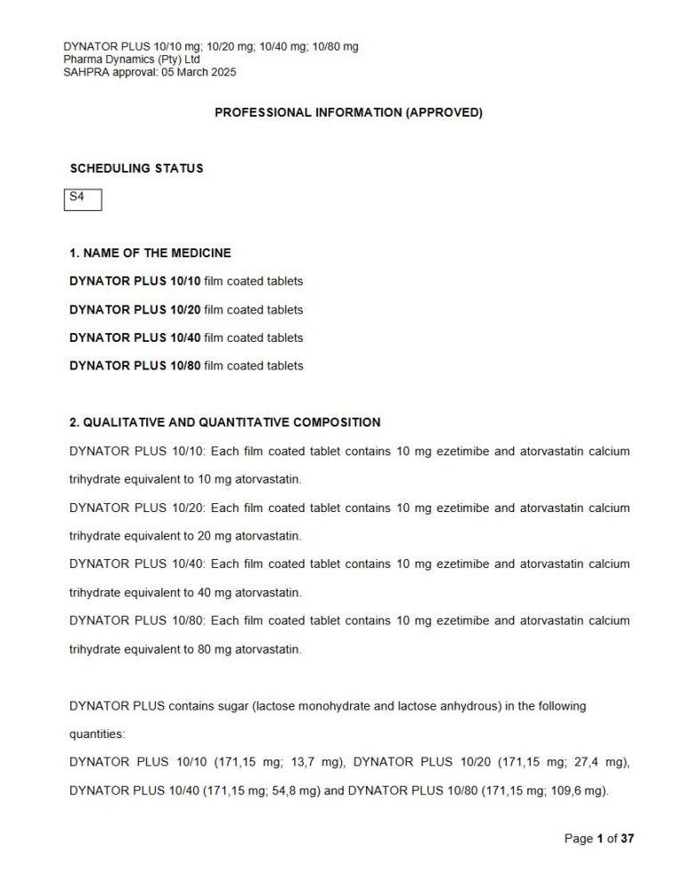 Dynator Plus 10 Mg/20 Mg/40 Mg/80 Mg Tablets package insert preview