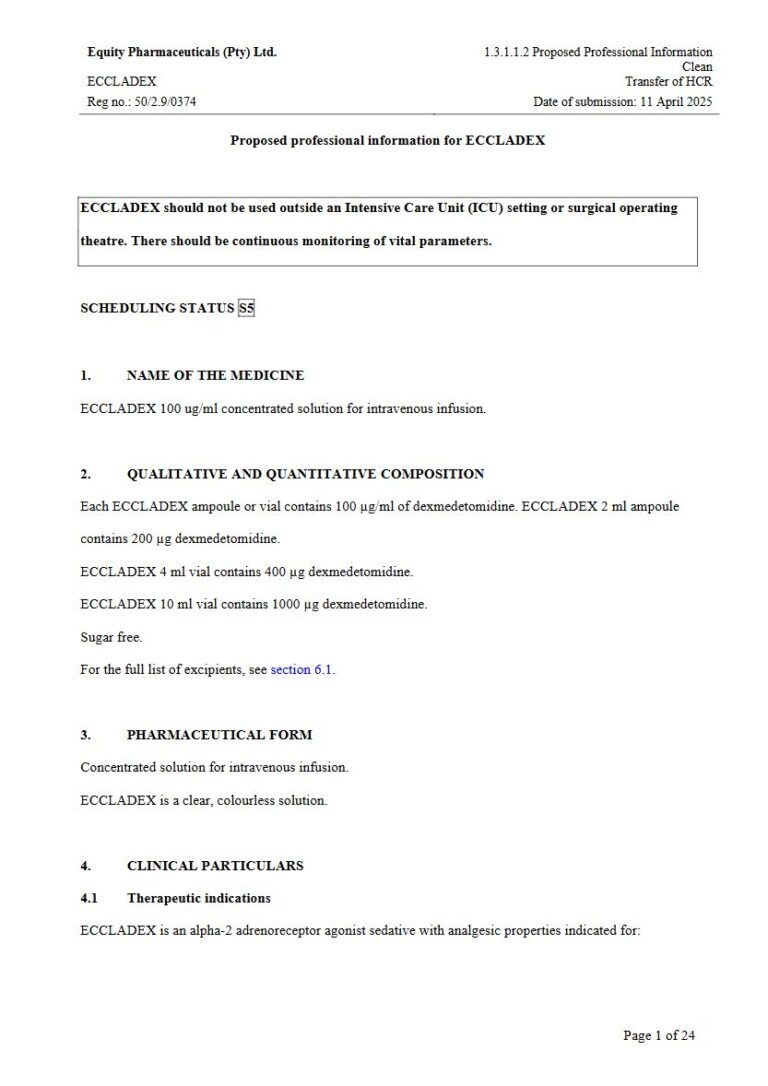 Eccladex Solution package insert preview