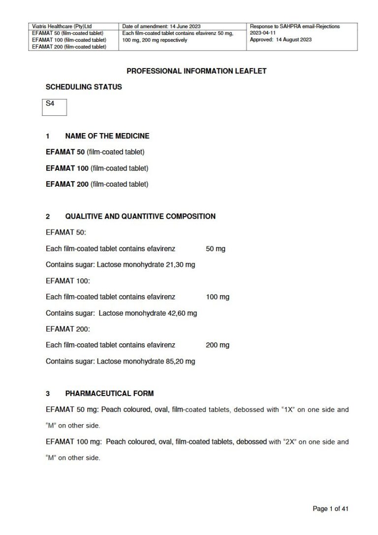 Efamat 50 mg, 100 mg, 200 mg FC tablet package insert preview