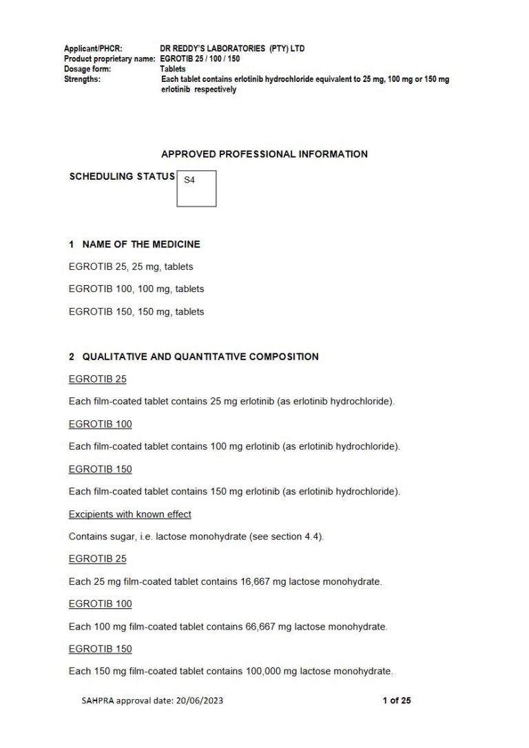 Egrotib 25, 100 & 150 25 mg, 100 mg, 150 mg Tablet package insert preview
