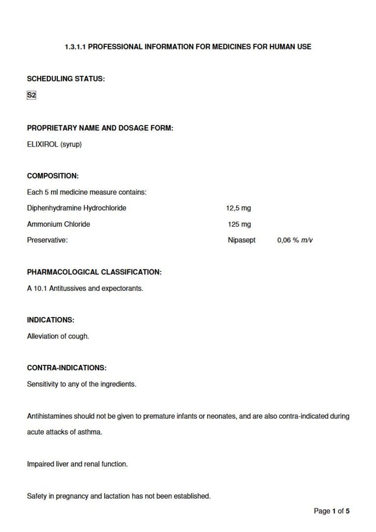 Elixirol 125 mg/5 ml/12.5 mg Syrup package insert preview