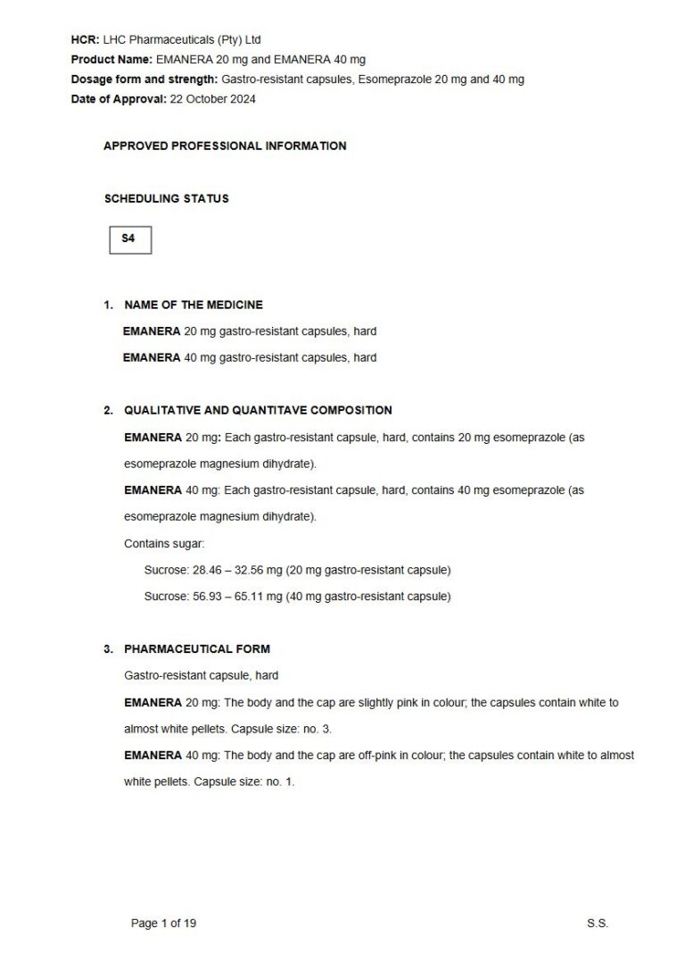 Emanera 20 Mg/40 Mg Capsules package insert preview