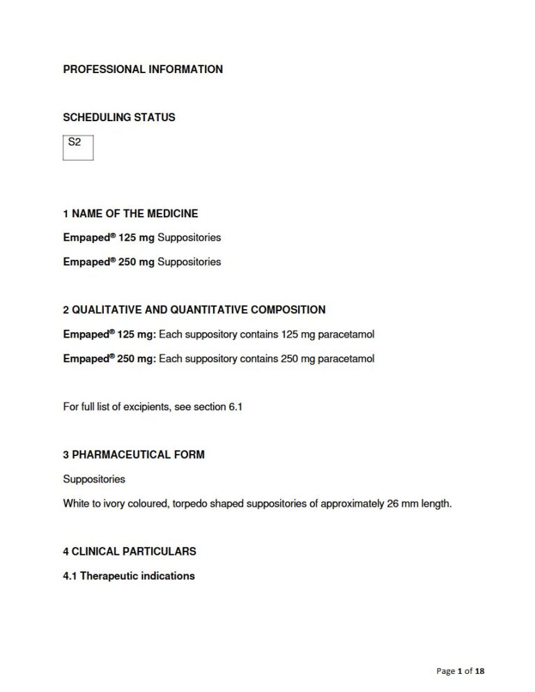 Empaped 125mg. 250mg Suppositories package insert preview