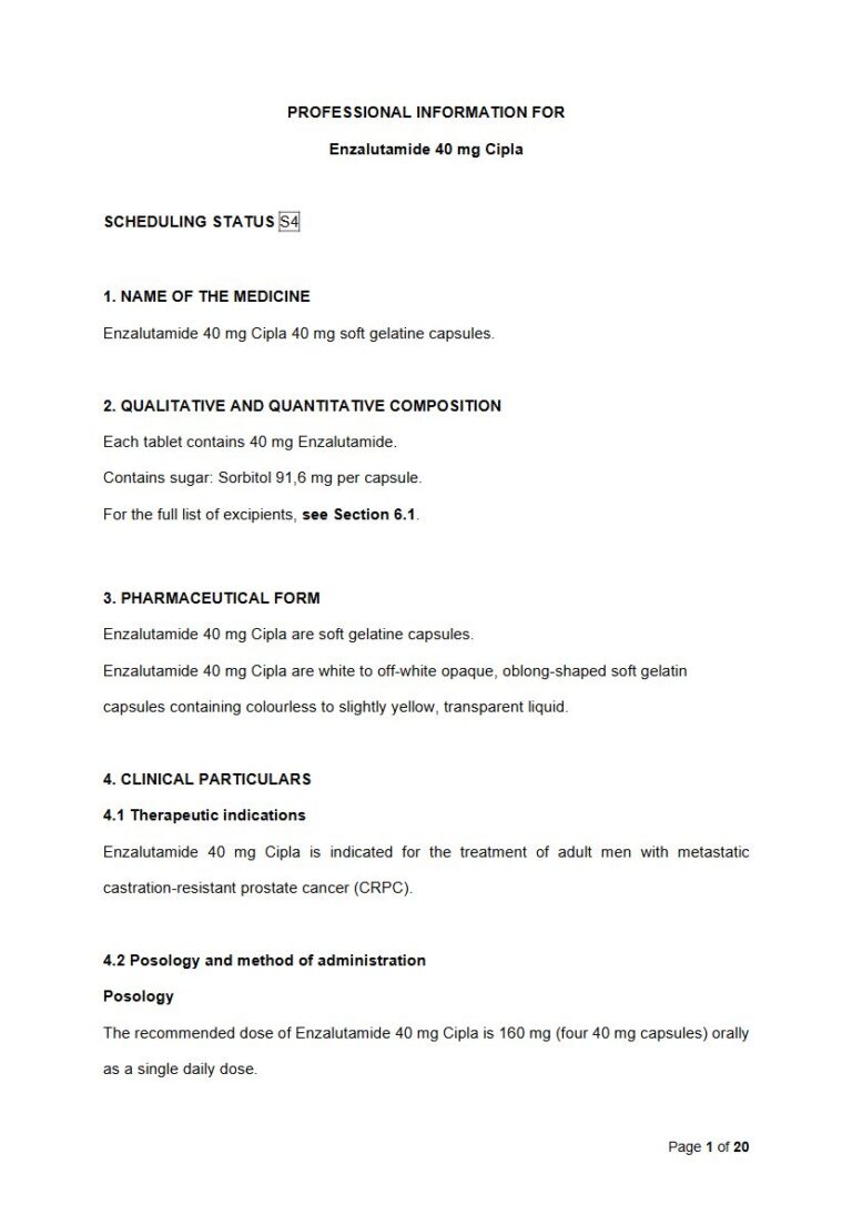 Enzalutamide 40 Mg Capsules package insert preview