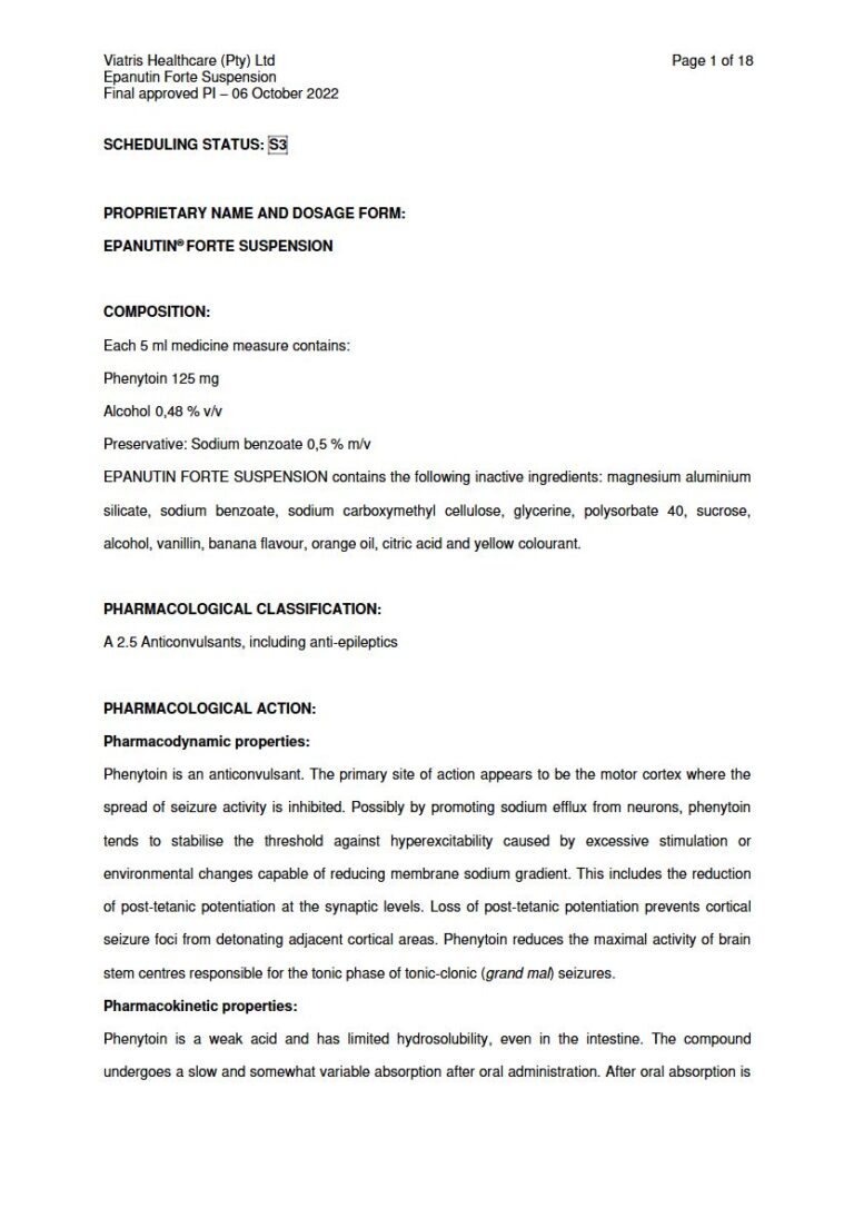 Epanutin Forte Suspension 5 ml SUSPENSION package insert preview