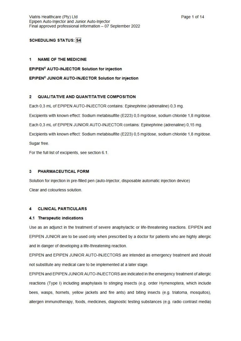 Epipen Auto-Injector And Junior Auto-Injector 0,3 mg Solution package insert preview