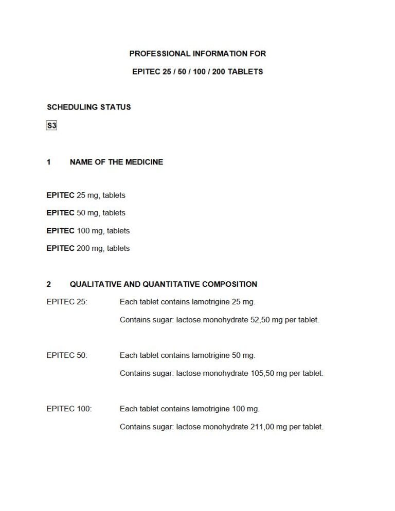 Epitec 25 mg/50 mg/100 mg/200 mg Tablets package insert preview