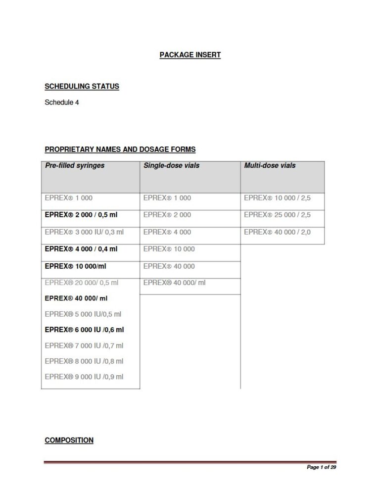 Eprex 0.4ml Vials package insert preview