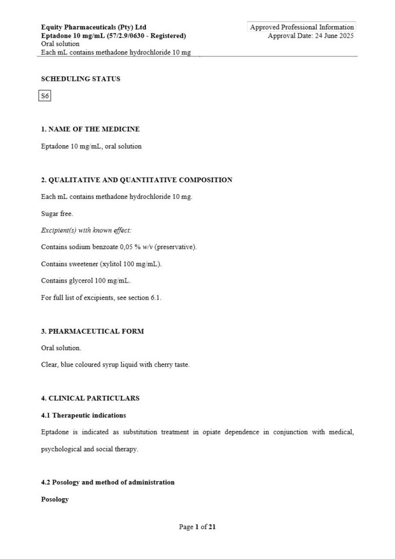 Eptadone 10 10 mg/mL Oral solution package insert preview