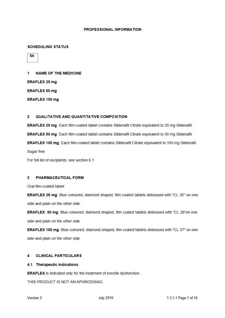 Eraflex 25 mg, 50 mg, 100 mg Oral FC tablet package insert preview