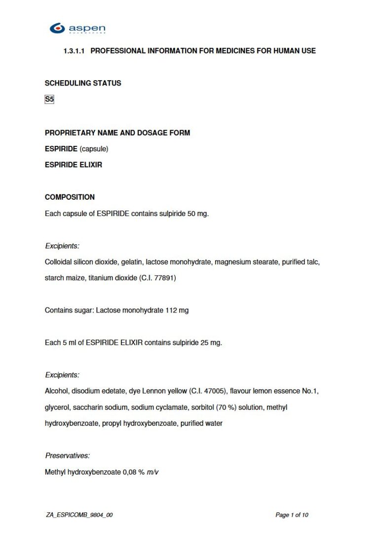 Espiride 5 ml Capsule package insert preview