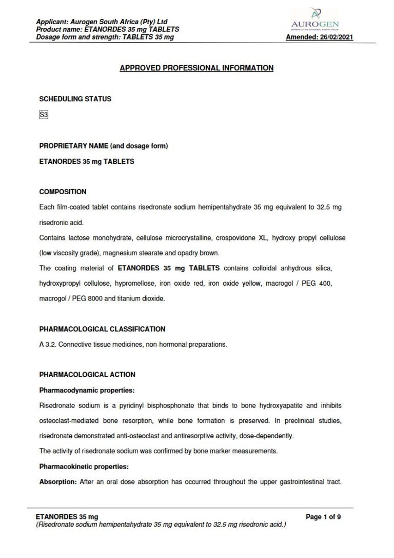 Etanordes 35 mg TABLETS package insert preview