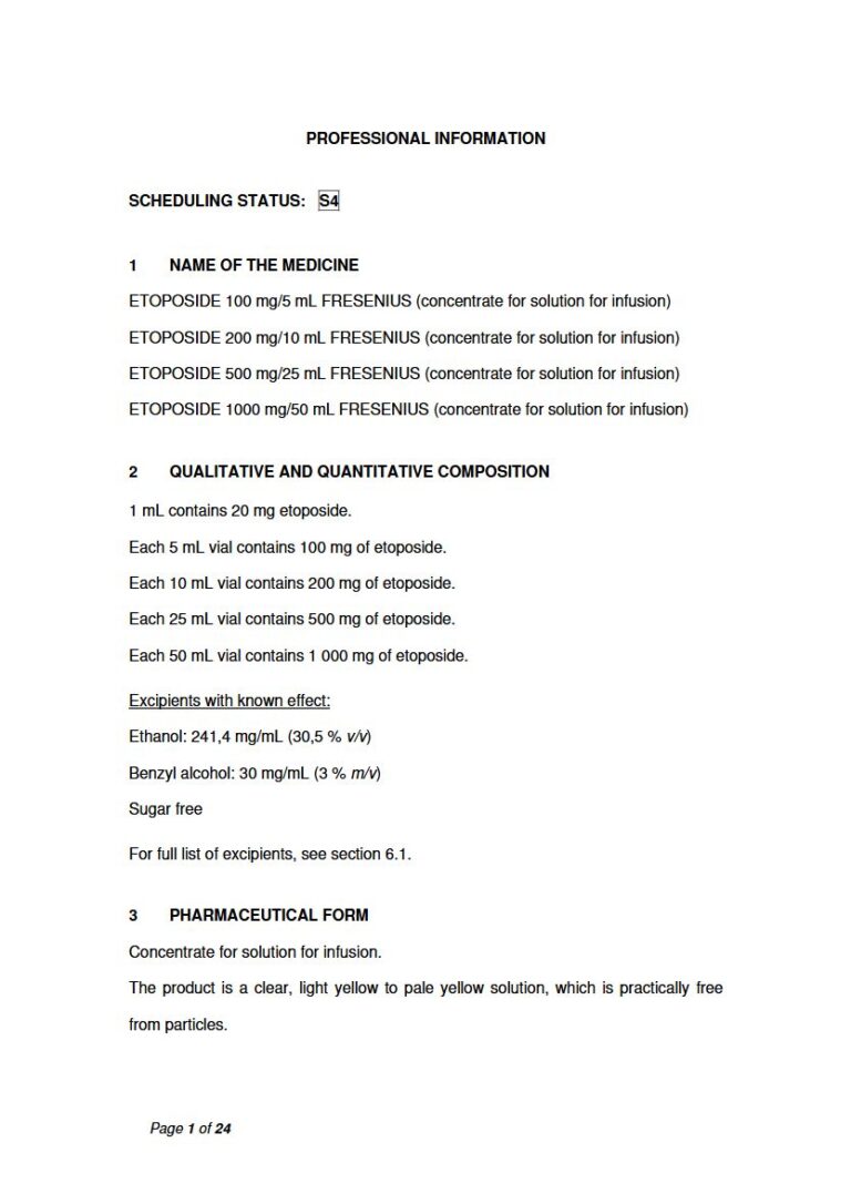 Etoposide 100 Mg/5 Ml Solution package insert preview