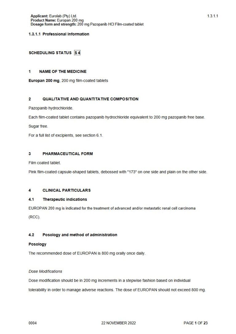 Europan 200 Mg Tablets package insert preview