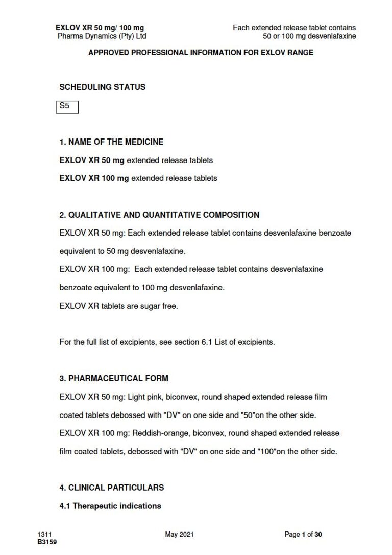 Exlov XR 50 Mg/100 Mg Tablets package insert preview