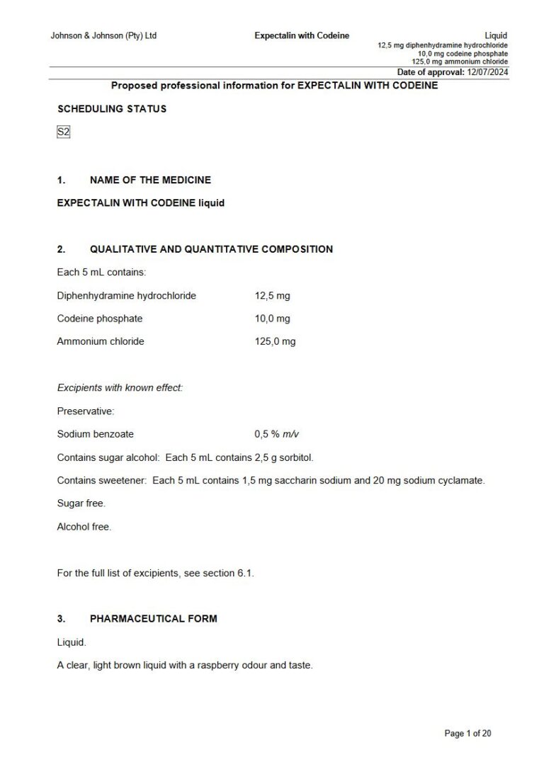 Expectalin With Codeine 5 mL Liquid. package insert preview