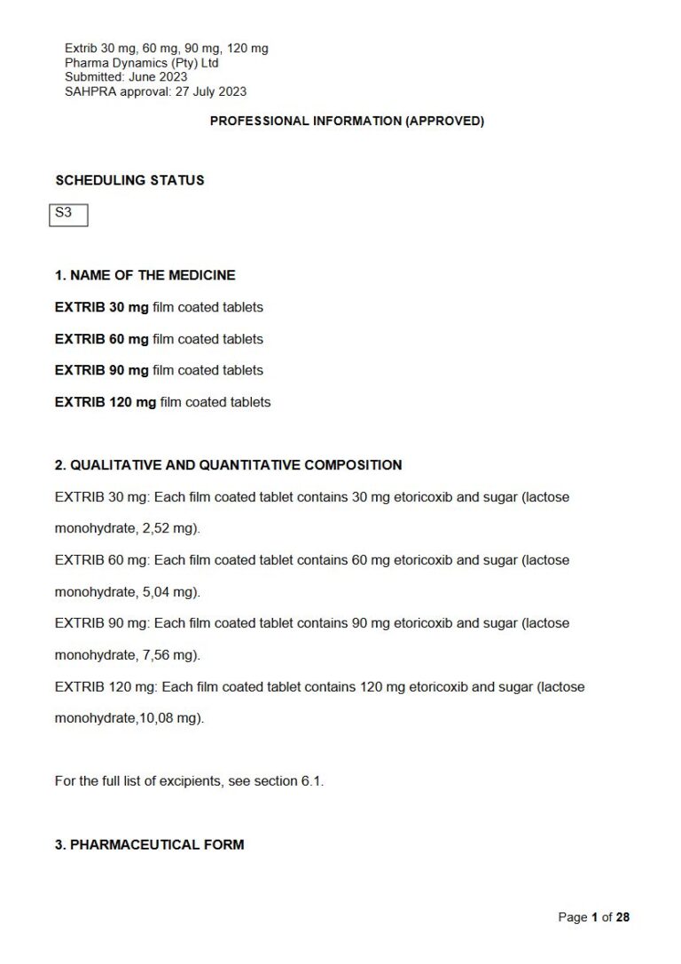 Extrib 30/60/90/120 mg FC tablet. package insert preview