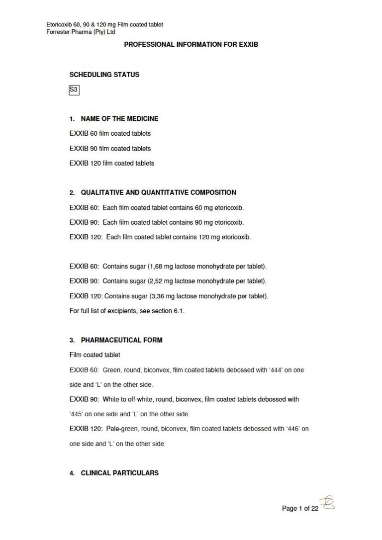 Exxib 60, 90 & 120 mg FC tablets package insert preview