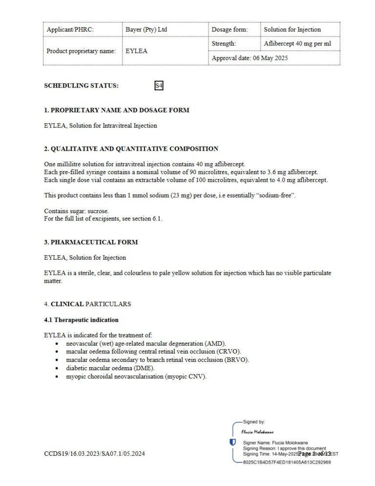 Eylea 40 mg Solution for Injection package insert preview