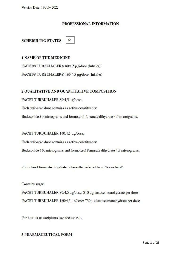 Facet Turbuhaler Inhaler package insert preview