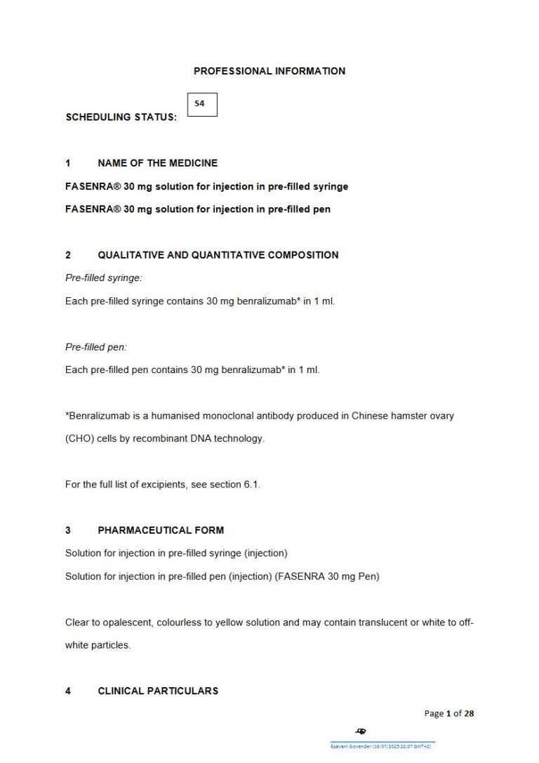 Fasenra 30 mg Solution package insert preview