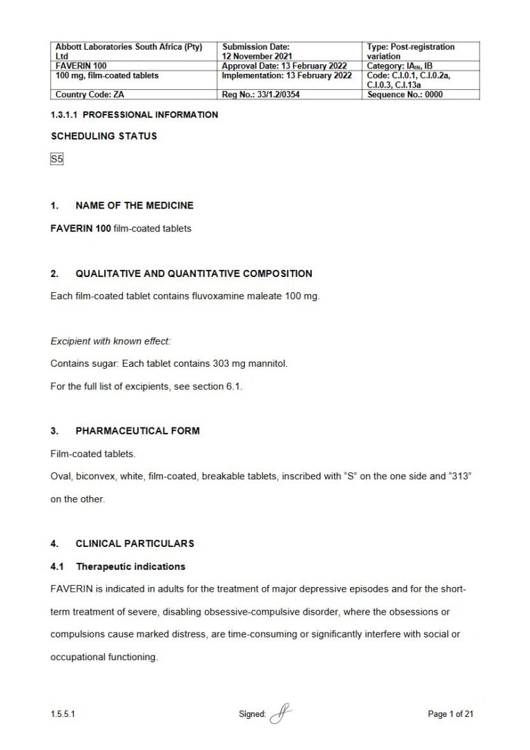 Faverin 100 100 mg. FC tablets package insert preview
