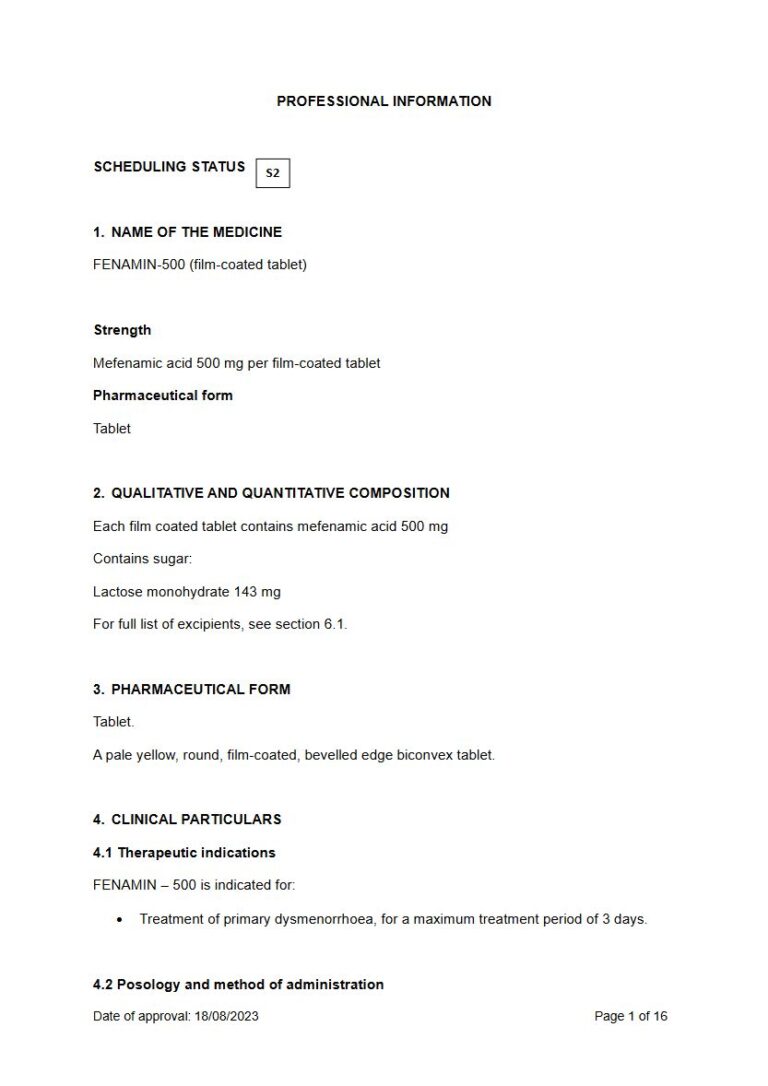 Fenamin-500 500 mg Tablet package insert preview