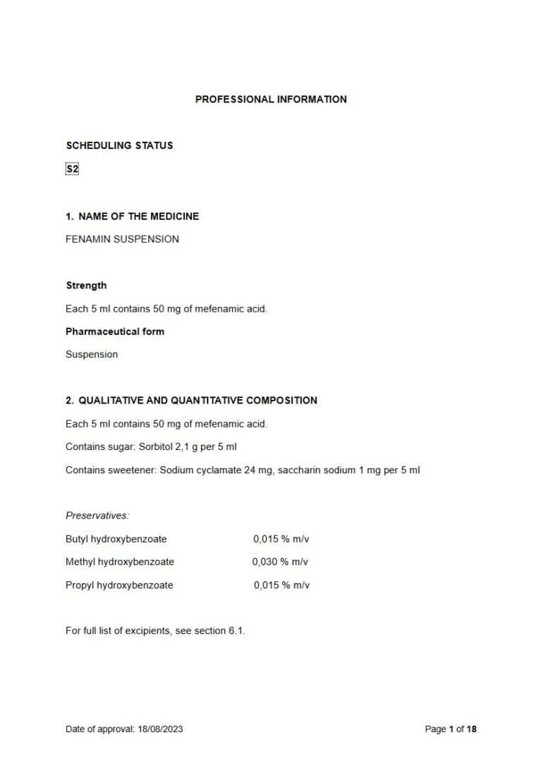 Fenamin Suspension 5 ml SUSPENSION package insert preview