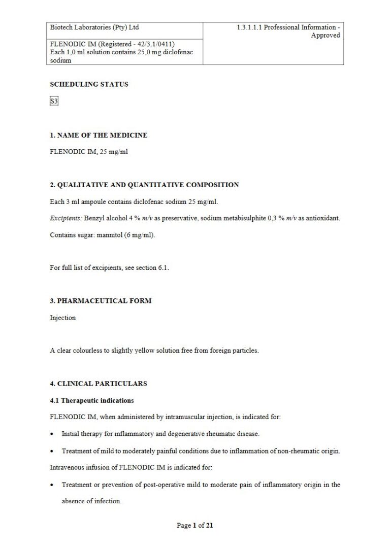 Flenodic Im 25 mg/ml Injection package insert preview