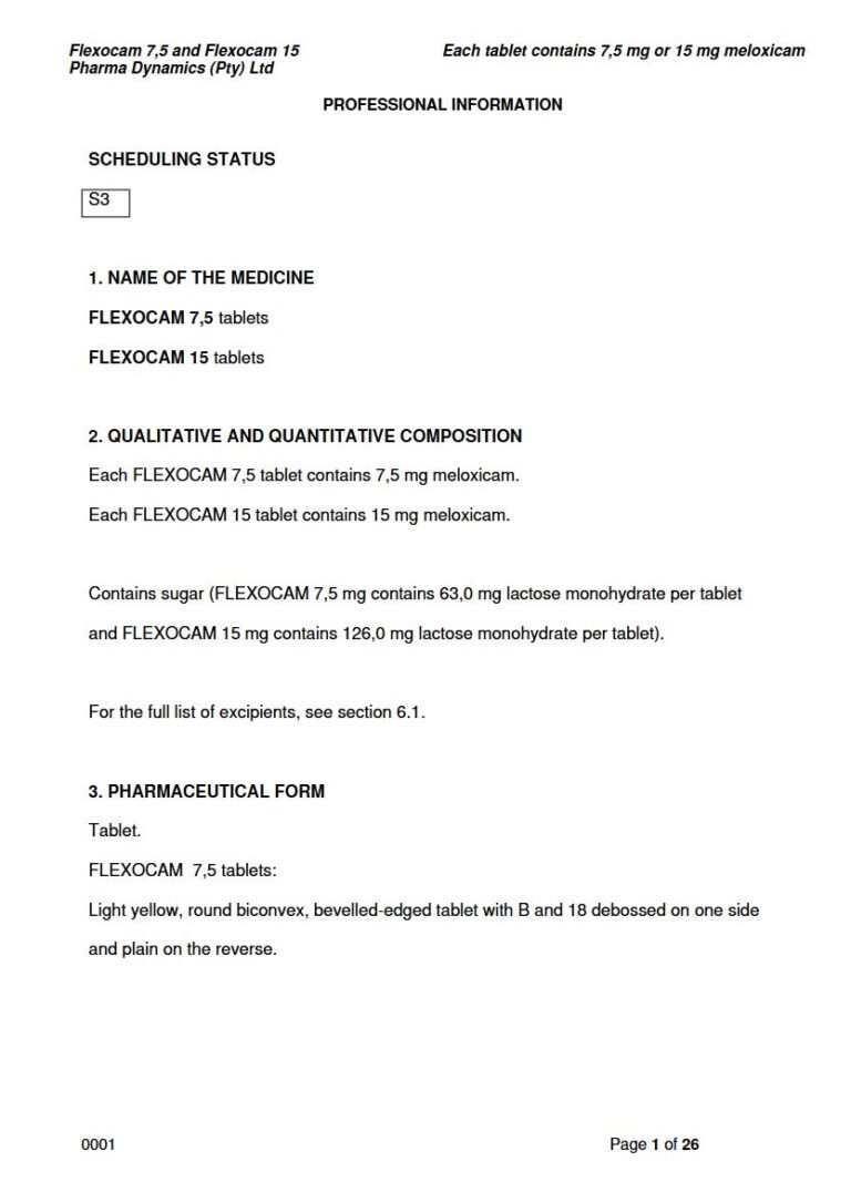 Flexocam 7.5 mg/15 mg Tablets package insert preview