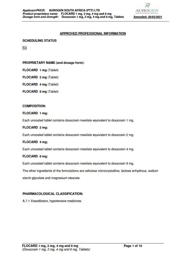 Flocard 1 Mg/2 Mg/4 Mg/8 Mg Tablets package insert preview