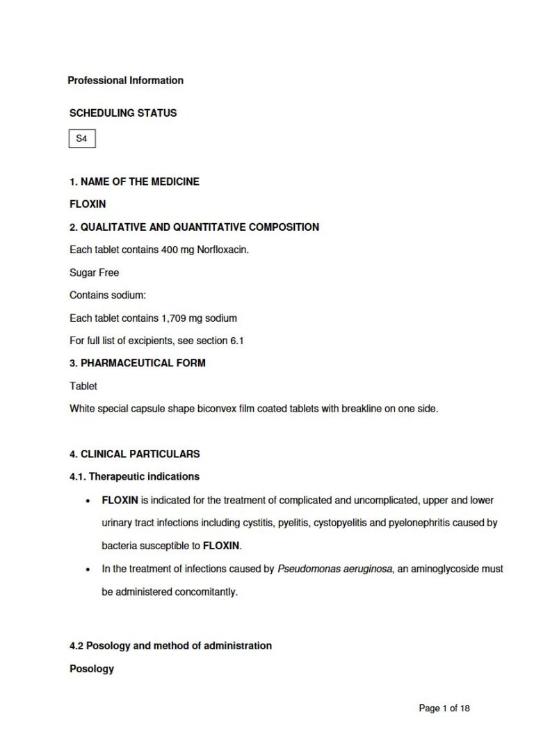 Floxin 400 mg Tablet. package insert preview