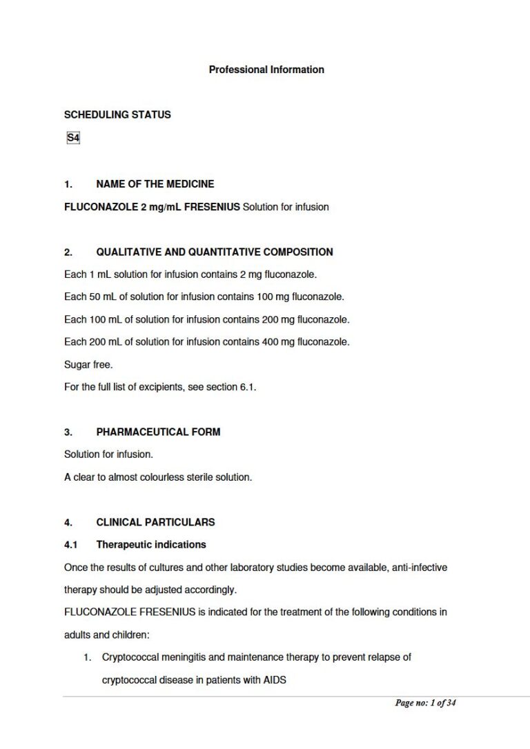 Fluconazole 2 Mg Solution package insert preview