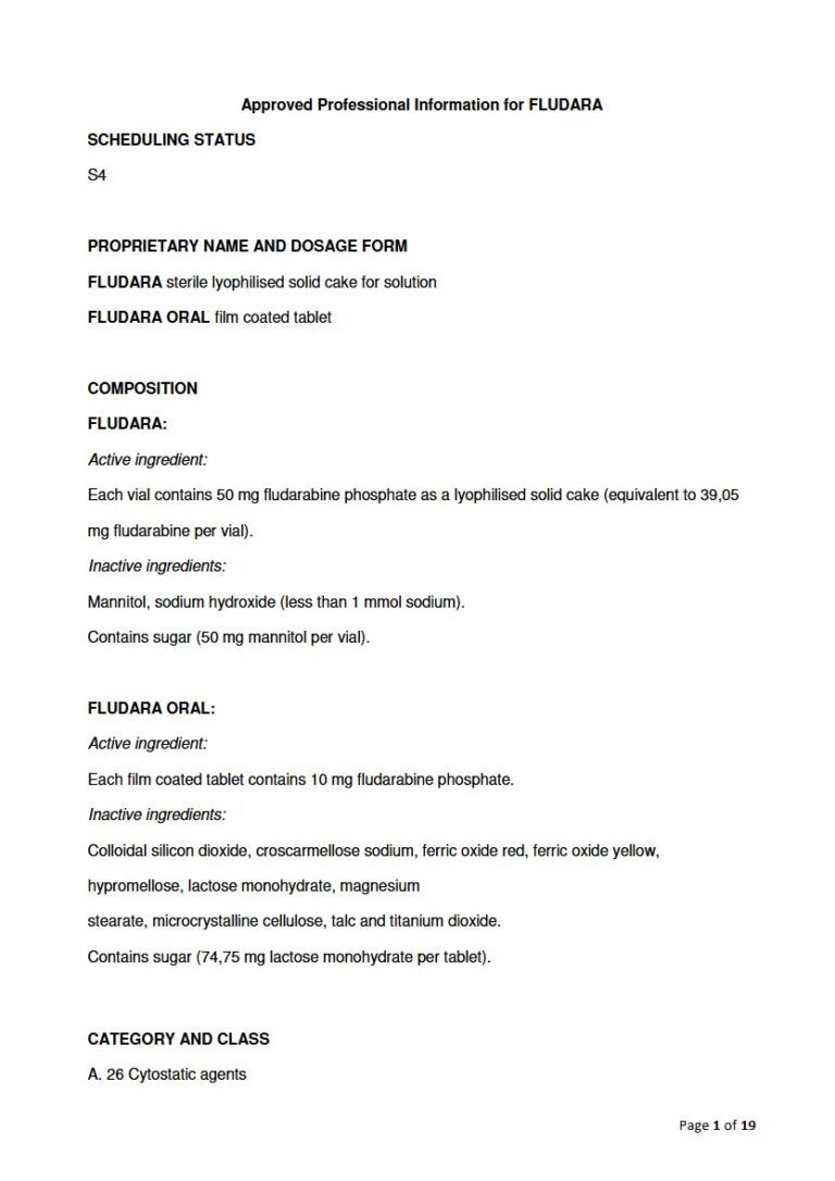 Fludara 50mg Solution package insert preview