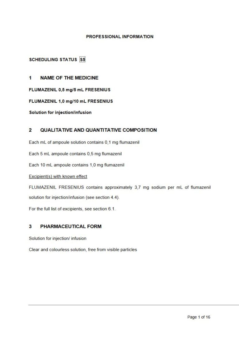 Flumazenil 0,5 Mg/5 Ml/1,0 Mg/10 Ml Solution package insert preview