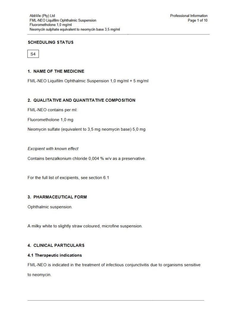 Fml-Neo Liquifilm Ophthalmic 1,0 mg Suspension package insert preview