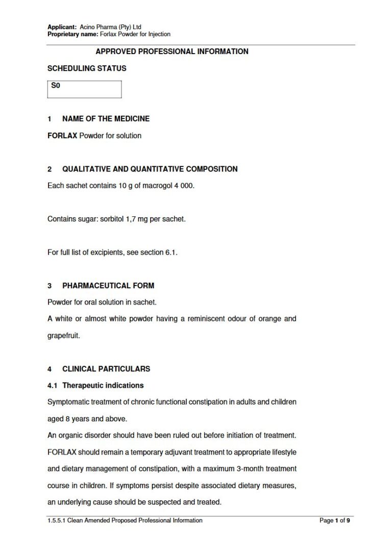 Forlax 10g Powder for Solution package insert preview