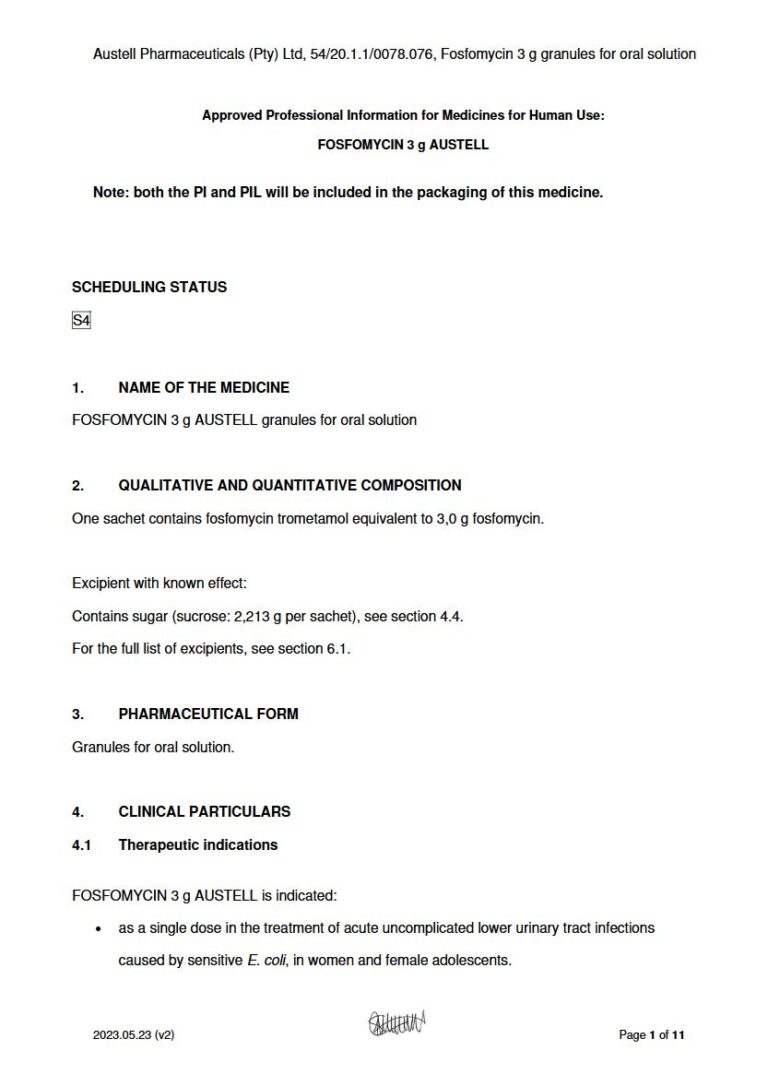 Fosfomycin 3 G Oral Solution package insert preview