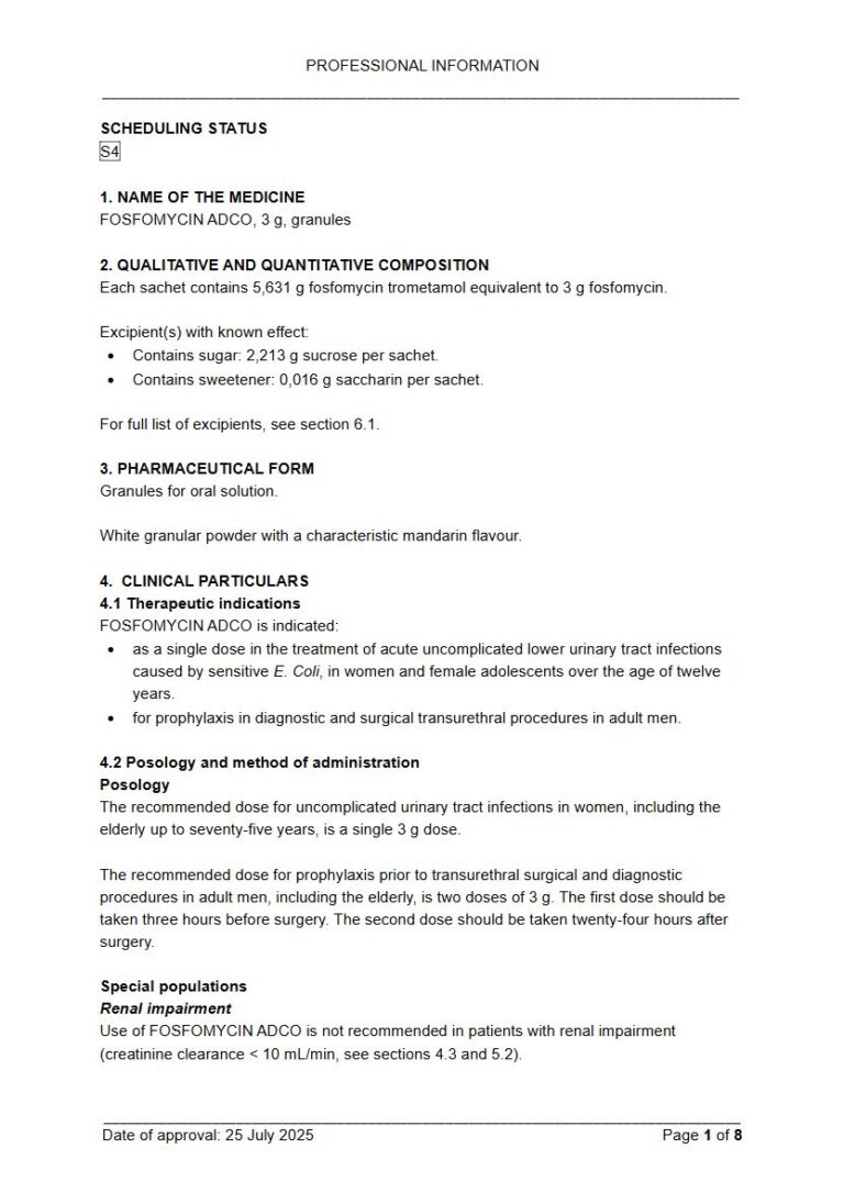 Fosfomycin Adco 3g GRANULES package insert preview