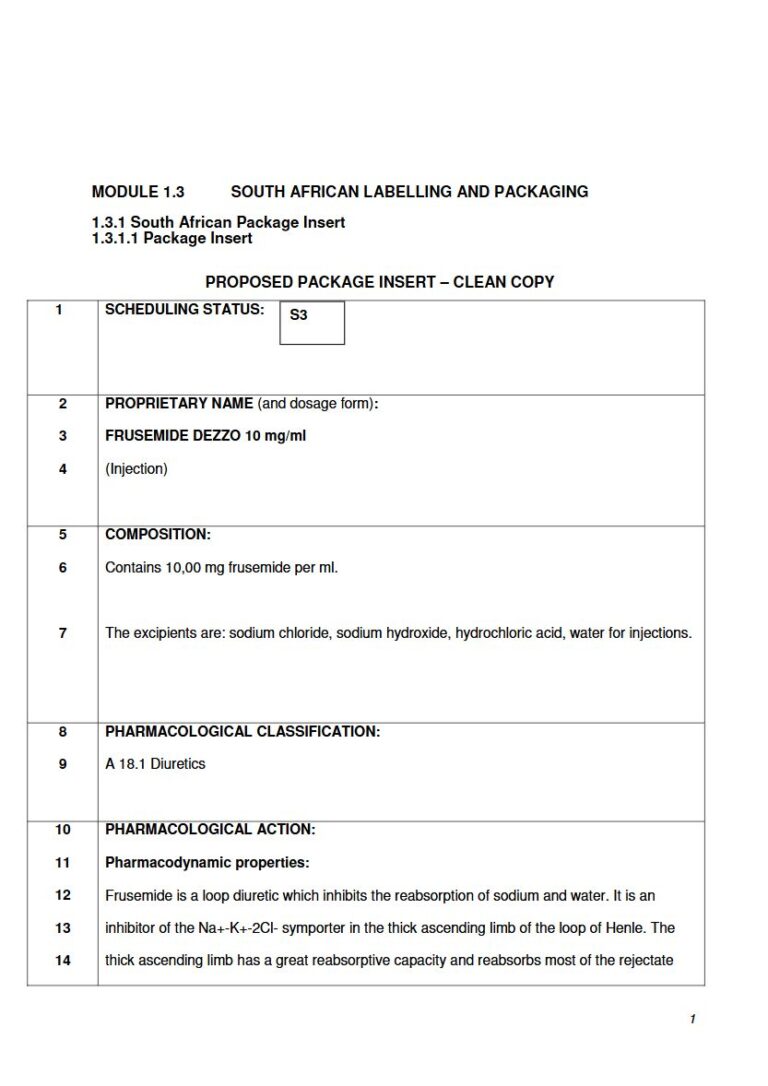 Frusemide 10mg/ml Injection package insert preview