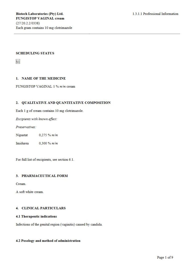 Fungistop Vaginal 10 mg Cream package insert preview