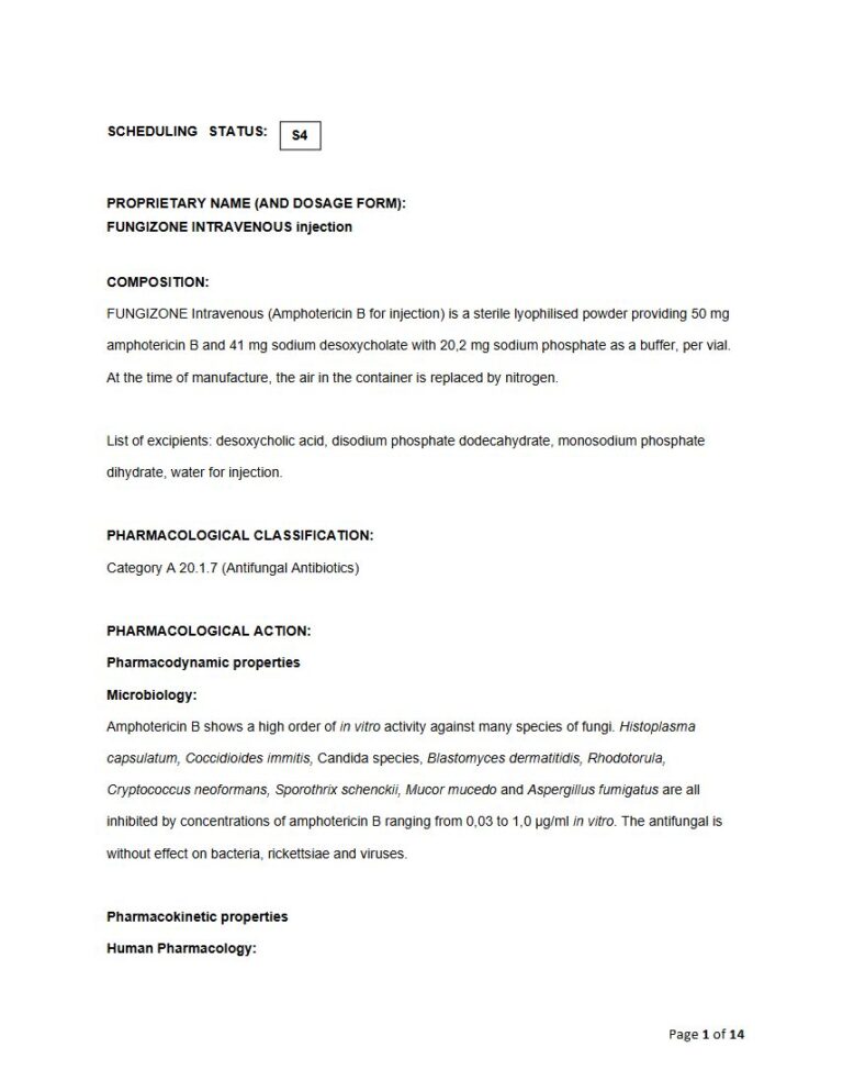 Fungizone Intravenous Injection 50 mg Injection package insert preview