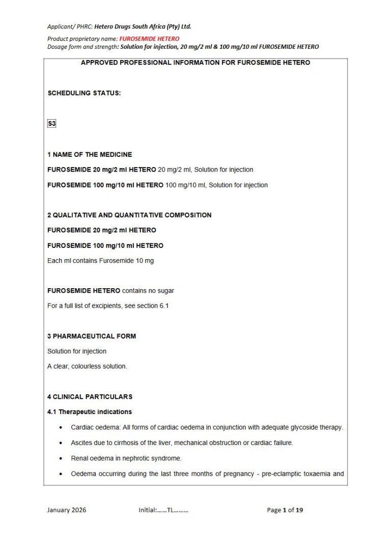 Furosemide 20 Mg/2 Ml/100 Mg/10 Ml Solution package insert preview