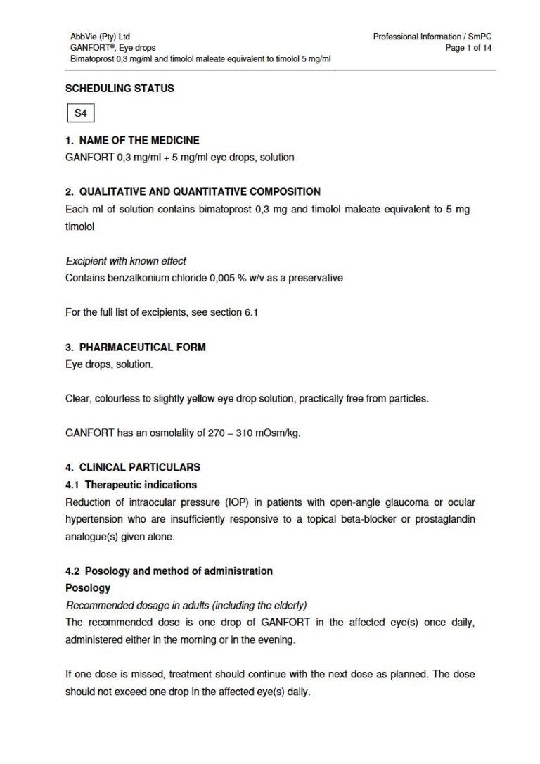 Ganfort 0,3 mg/ml Eye drops, solution package insert preview