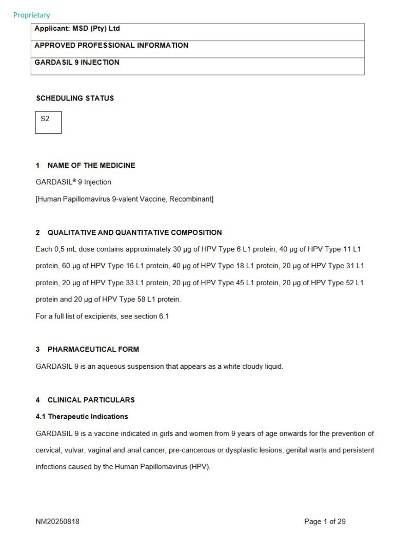 Gardasil 9 0,5 mL Injection package insert preview
