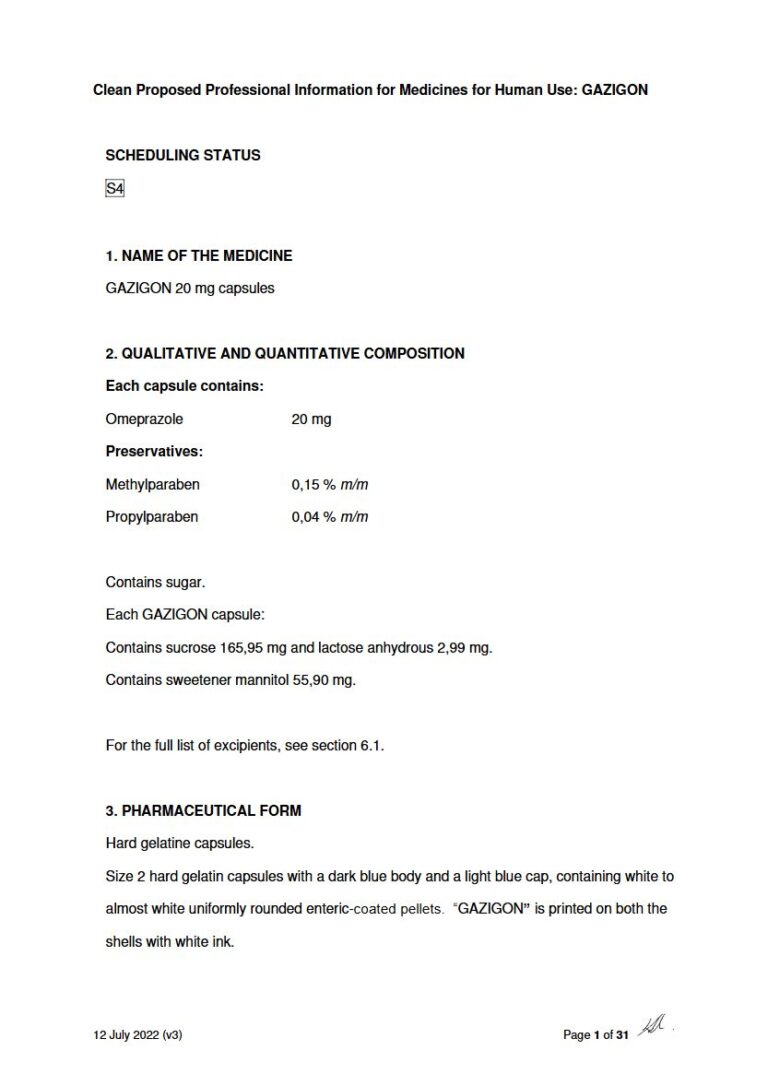 Gazigon 20 mg Capsules package insert preview
