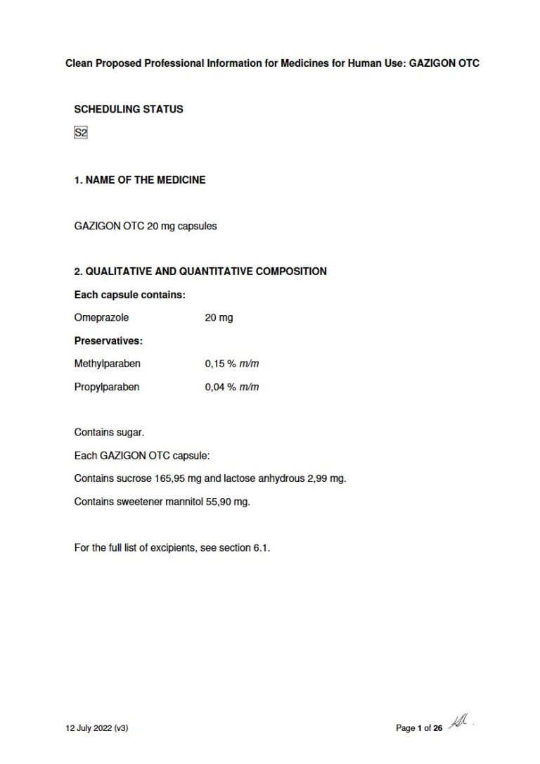 Gazigon Otc 20 mg Capsules package insert preview
