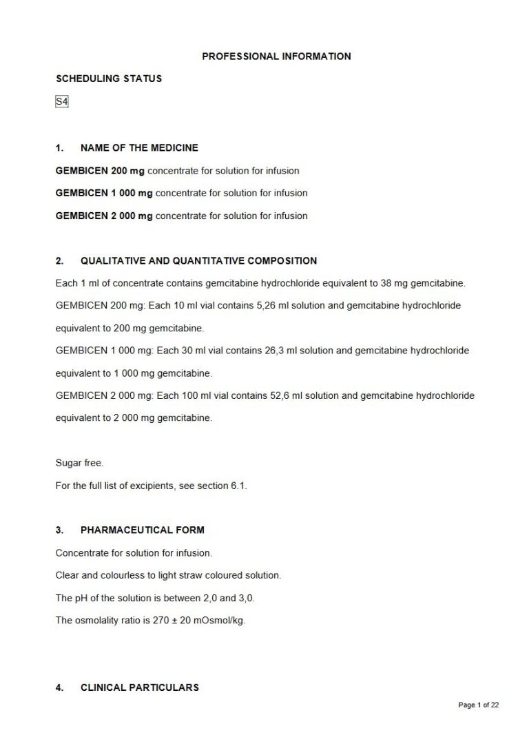 Gembicen 200 mg/1000 mg/2000 mg Solution package insert preview