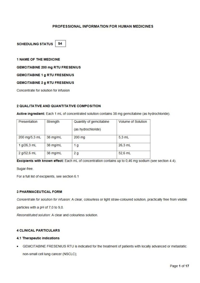 Gemcitabine 200 Mg/1 g/2 g Solution package insert preview