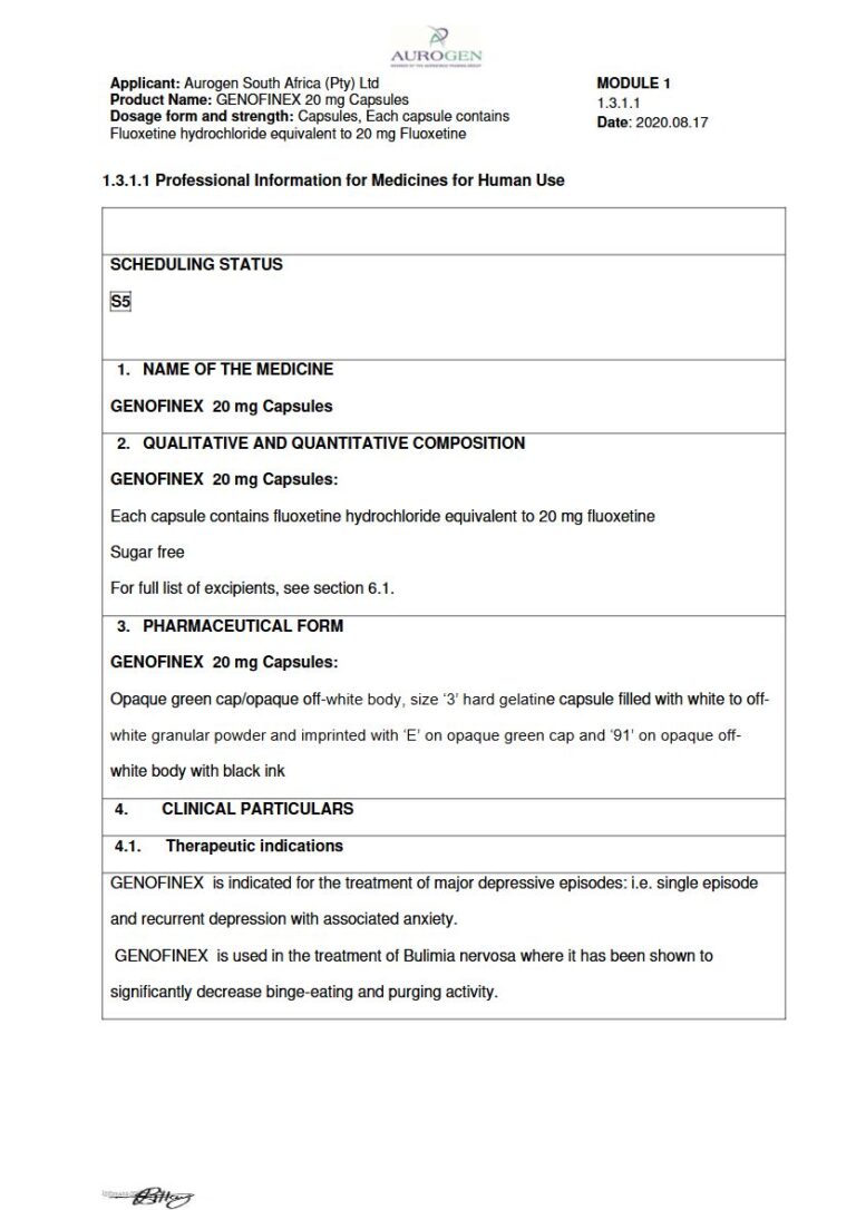 Genofinex 20 Mg Capsules package insert preview